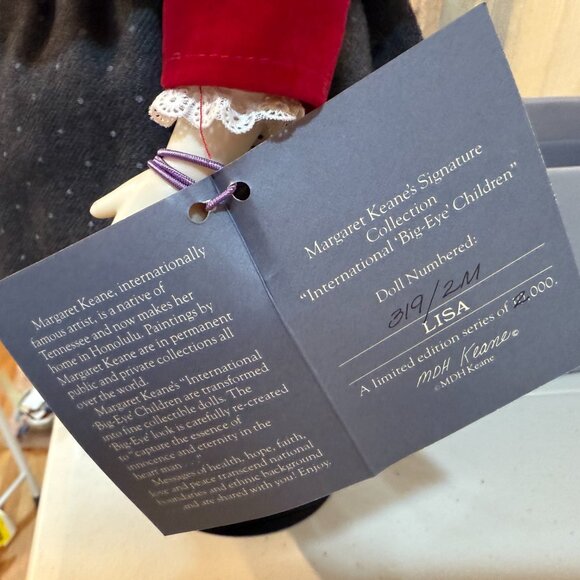 MARGARET KEANE INTL BIG EYE CHILDREN SIGNATURE COLLECTION DOLL “LISA” W/BOX #319 - Picture 6 of 13